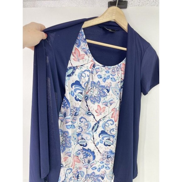 NAIF Woman's One Piece Short Sleeve Liquid Knit Floral Blouse Size Small Career - Picture 6 of 9